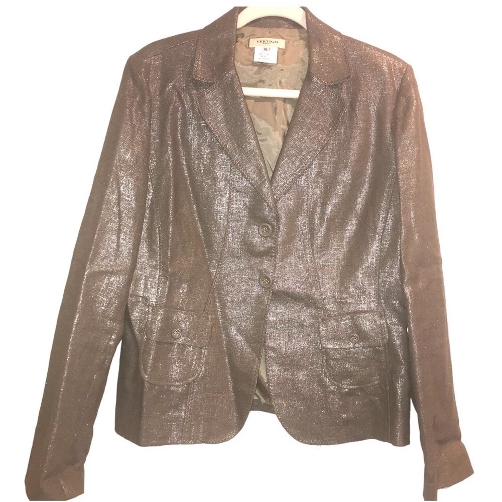 Vertigo Paris Blazer Jacket Metallic Thread Made in France Woman’s Size XL
